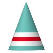 Fun Festive Aqua Aquamarin Red White Racing Streif Partyhütchen (Vorderseite)