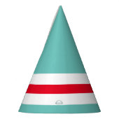 Fun Festive Aqua Aquamarin Red White Racing Streif Partyhütchen (Links)
