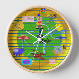 Fun Festive Blue Red Aviation Flugzeug auf Gold Ri Uhr