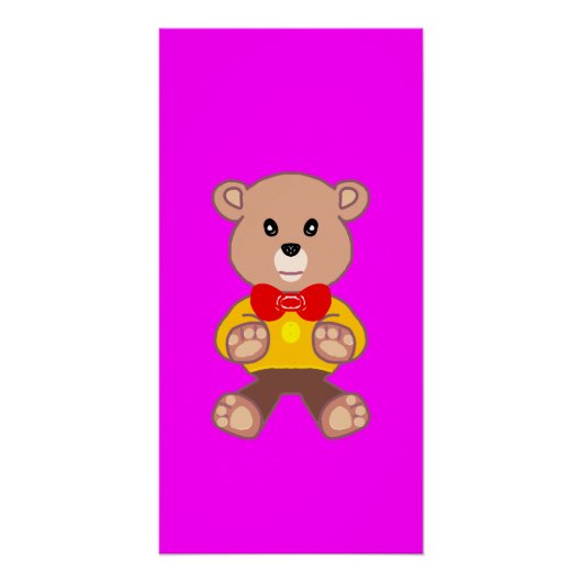 Fun Festive Bowtie Teddy Bar Bright Pink Magenta Poster (Vorderseite)