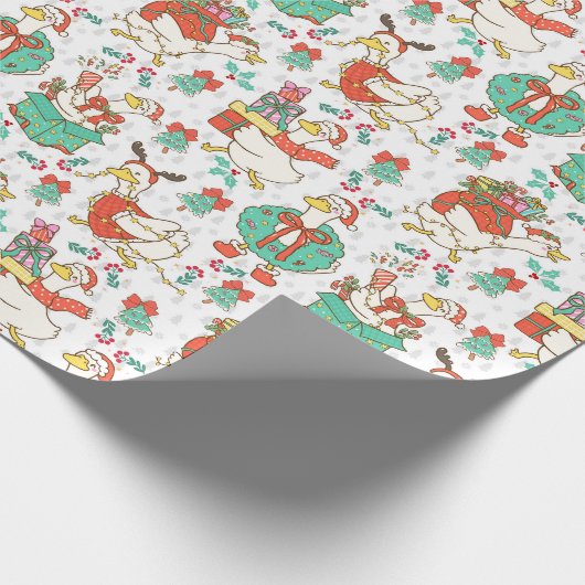 Fun Festive Christmas Goose Geschenkpapier (Ecke)