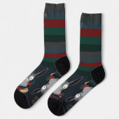 Fun Festive Donkey Cartoon Dark Blue Socken (Linkes Detail)