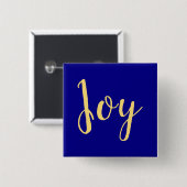 Fun Festive Elegant Holiday JOY Script. Königsblau Button (Vorne & Hinten)