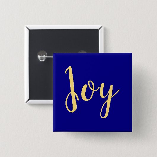 Fun Festive Elegant Holiday JOY Script. Königsblau Button (Vorne & Hinten)