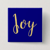 Fun Festive Elegant Holiday JOY Script. Königsblau Button (Vorderseite)