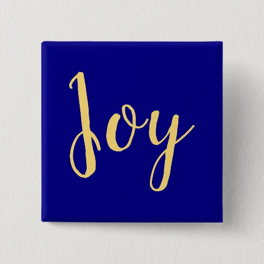 Fun Festive Elegant Holiday JOY Script. Königsblau Button (Vorderseite)