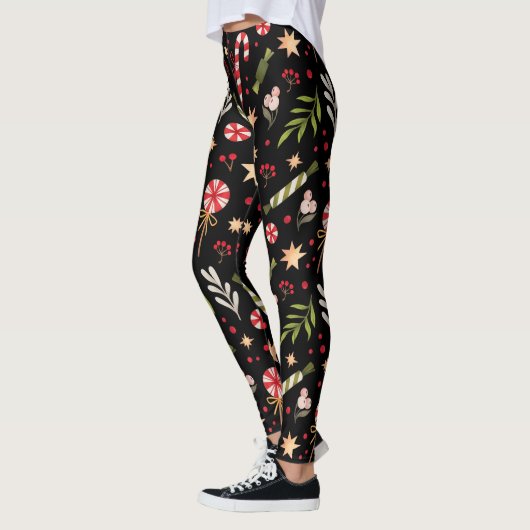 Fun Festive farbenfrohe Weihnachts Candy Muster Leggings (Links)