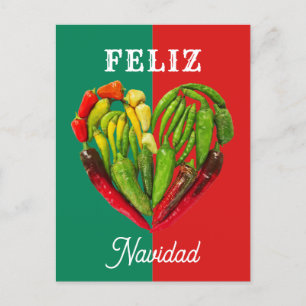 Fun Festive Feliz Navidad Chili Paprikaschoten Her Postkarte