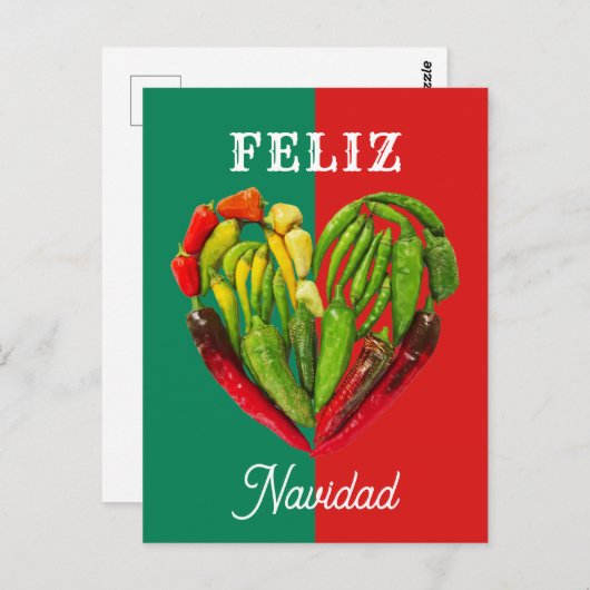 Fun Festive Feliz Navidad Chili Paprikaschoten Her Postkarte (Vorne/Hinten)