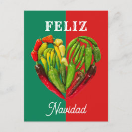 Fun Festive Feliz Navidad Chili Paprikaschoten Her Postkarte