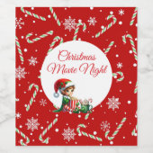 Fun Festive Filmabend Weihnachten Party Weinkarte Weinetikett (Einzelnes Label)
