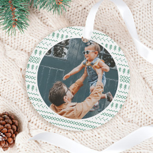 Fun Festive Grün gestepptes Muster Ornament