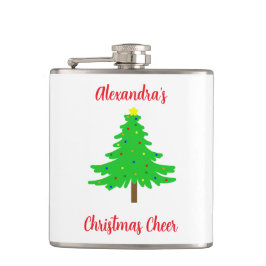 Fun Festive Merry Christmas Trees Flachmann