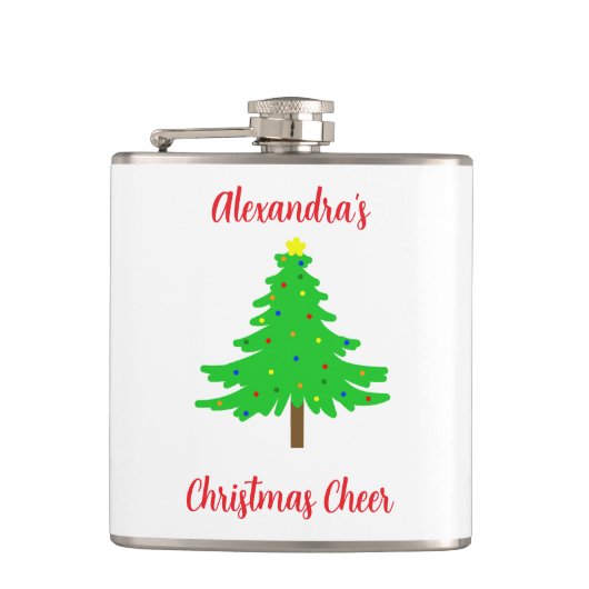 Fun Festive Merry Christmas Trees Flachmann (Vorderseite)