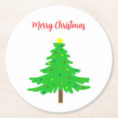 Fun Festive Merry Christmas Trees Runder Pappuntersetzer (Vorderseite)