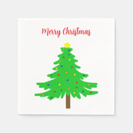 Fun Festive Merry Christmas Trees Serviette