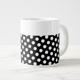 Fun Festive Moderne Schwarz-weiße Polka Dots Jumbo-Tasse