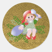 Fun Festive Niedliche Weihnachtsmädchen Runder Aufkleber (Vorderseite)