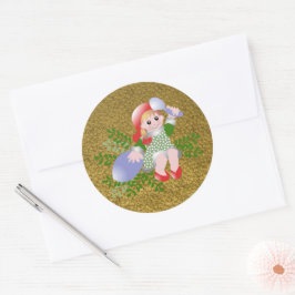 Fun Festive Niedliche Weihnachtsmädchen Runder Aufkleber