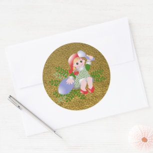 Fun Festive Niedliche Weihnachtsmädchen Runder Aufkleber