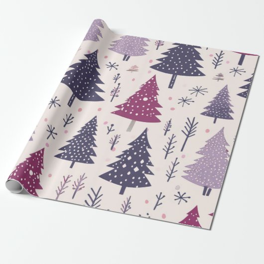 Fun Festive Pink Weihnachtsbaum Muster Geschenkpapier (Ungerollt)