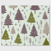 Fun Festive Plum Green Christmas Tree Muster Geschenkpapier (Flach)