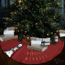 Fun Festive Red Chic Niedlich Donkey Llama Sheep Polyester Weihnachtsbaumdecke