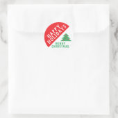 Fun Festive Red Green Frohe Weihnachtsbaum Urlaub Runder Aufkleber (Tasche)
