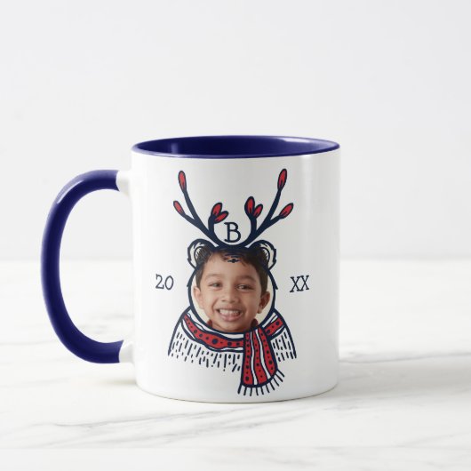 Fun Festive Red Kariert Panda Charakter Foto Tasse (Links)