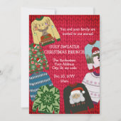 Fun Festive Red Ugly Sweater Weihnachtsbrunch Einladung (Vorderseite)