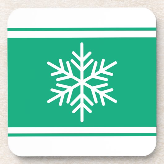 Fun Festive Snowflake Grün Blaue Streifen Getränkeuntersetzer (Vorderseite)