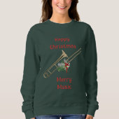 Fun Festive Trombone Frohe Weihnachten Frohe Musik Sweatshirt (Vorderseite)