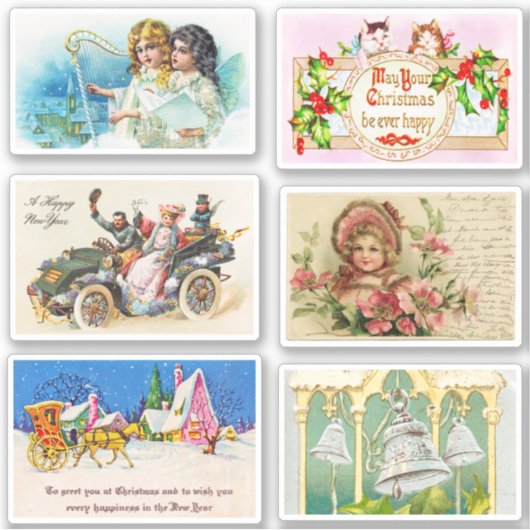 Fun Festive Vintage Weihnachtskarten Scrapbooking Aufkleber (Vorderseite)