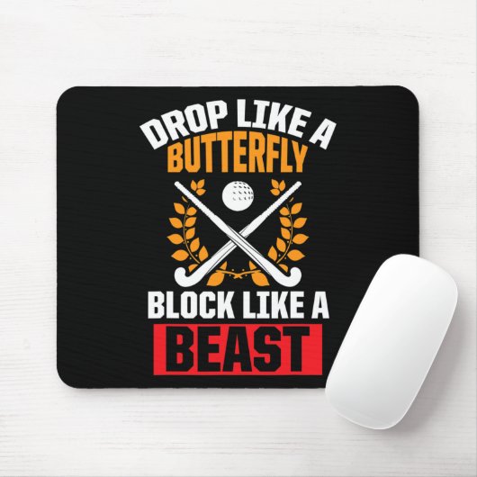 Fun Field Hockey Drop wie ein Schmetterlingsblock Mousepad (Mit Mouse)