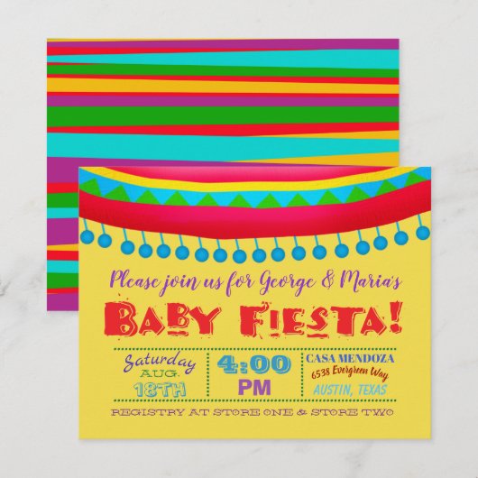 Fun Fiesta Baby Shower Einladungen (Vorne/Hinten)