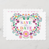 Fun Fiesta Mexican Blume Kreath Save the Date Einladung (Vorne/Hinten)