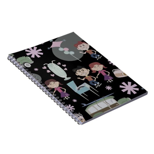Fun Fifties Erinnerungen Niedlich Retro Art Design Notizblock (Rechte Seite)