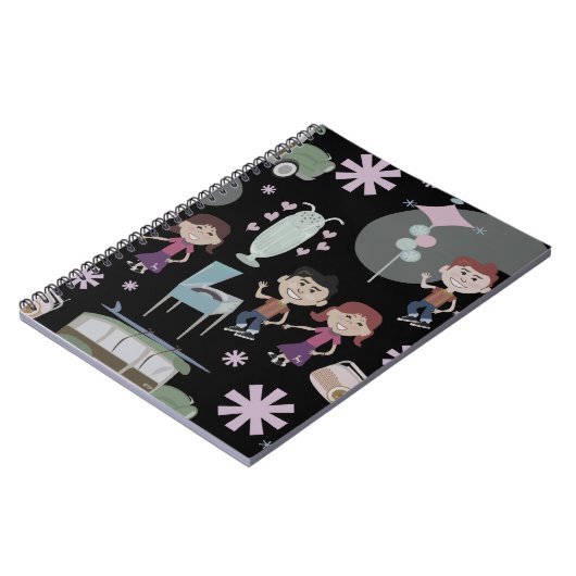 Fun Fifties Erinnerungen Niedlich Retro Art Design Notizblock (Linke Seite)