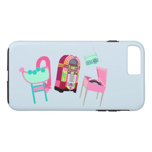 Fun Fifties Music Time Retro Cartoon Design Case-Mate iPhone Hülle (Rückseite (Horizontal))