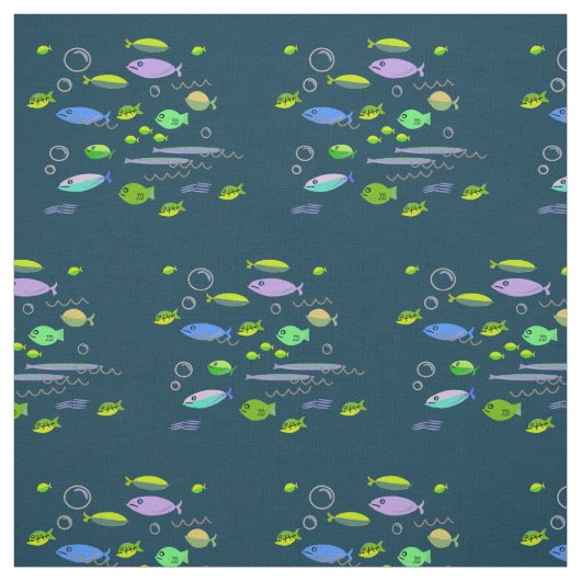 Fun Fifties Retro Cartoon Fischmuster Vintage Kuns Stoff (Muster)