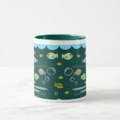 Fun Fifties Retro Cartoon School of Fish Ocean Art Tasse (Zentrum)