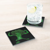 Fun Fighting Broccoli Glass Untersetzer - Anpassba (Schrägansicht)