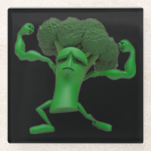 Fun Fighting Broccoli Glass Untersetzer - Anpassba