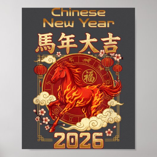 Fun Fire Horse 2026 Lunar New Year Energy Adventur Poster (Vorne)