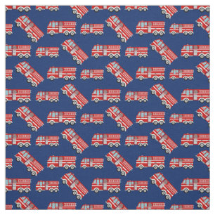 Fun Fire Trucks Navy Blue Stoff