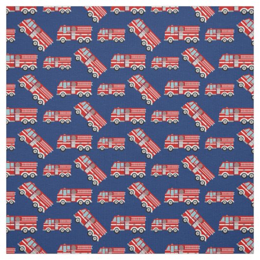 Fun Fire Trucks Navy Blue Stoff (Muster)