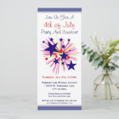 Fun Fireworks and Stars on White 4. Juli Party Einladung (Stehend Vorderseite)