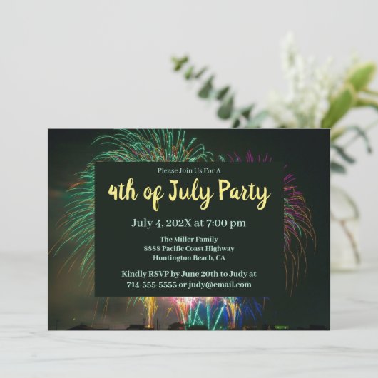 Fun Fireworks-Party Einladung (Stehend Vorderseite)