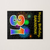 Fun Fireworks + Rainbow Pattern "31" Birthday # Puzzle (Horizontal)