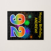 Fun Fireworks + Rainbow Pattern "92" Birthday # Puzzle (Horizontal)